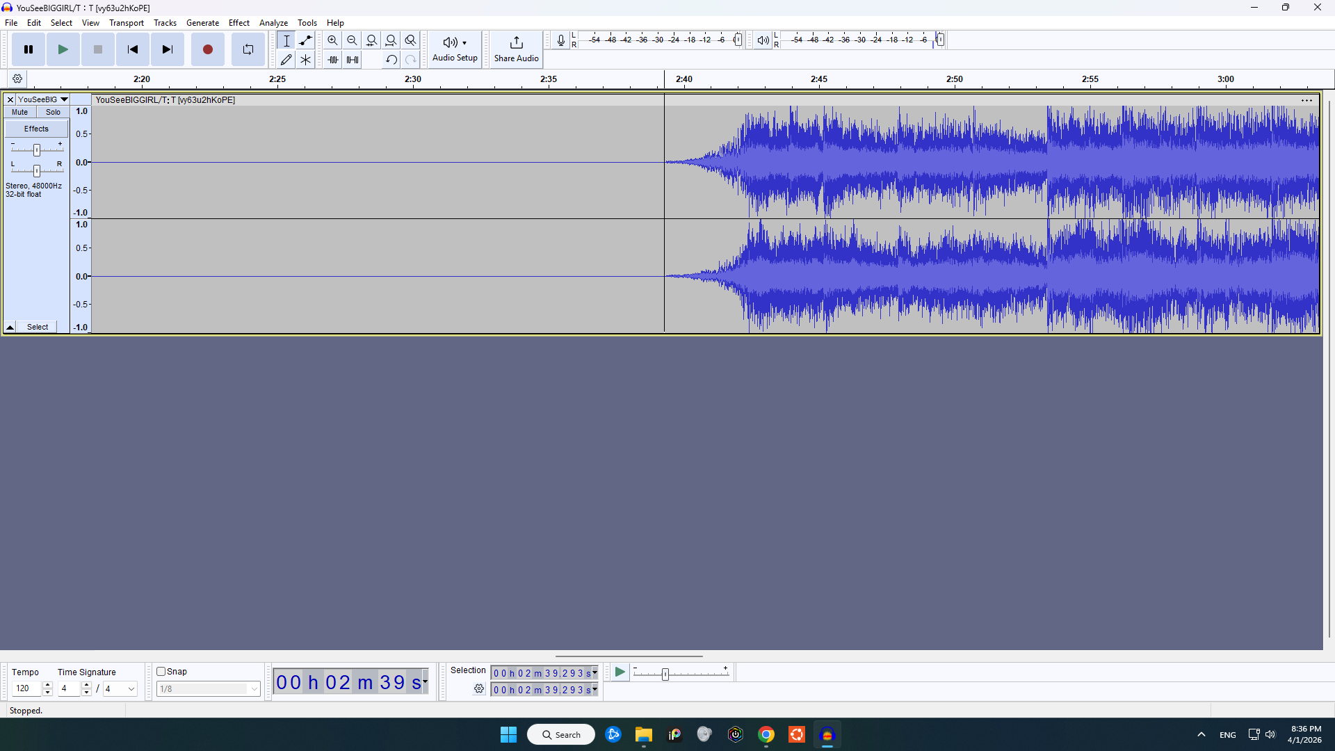 Now reversed audio clip doesn't even need fading