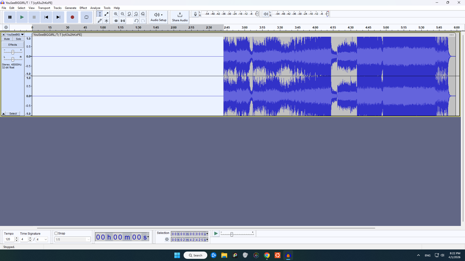The now deleted first portion of the song