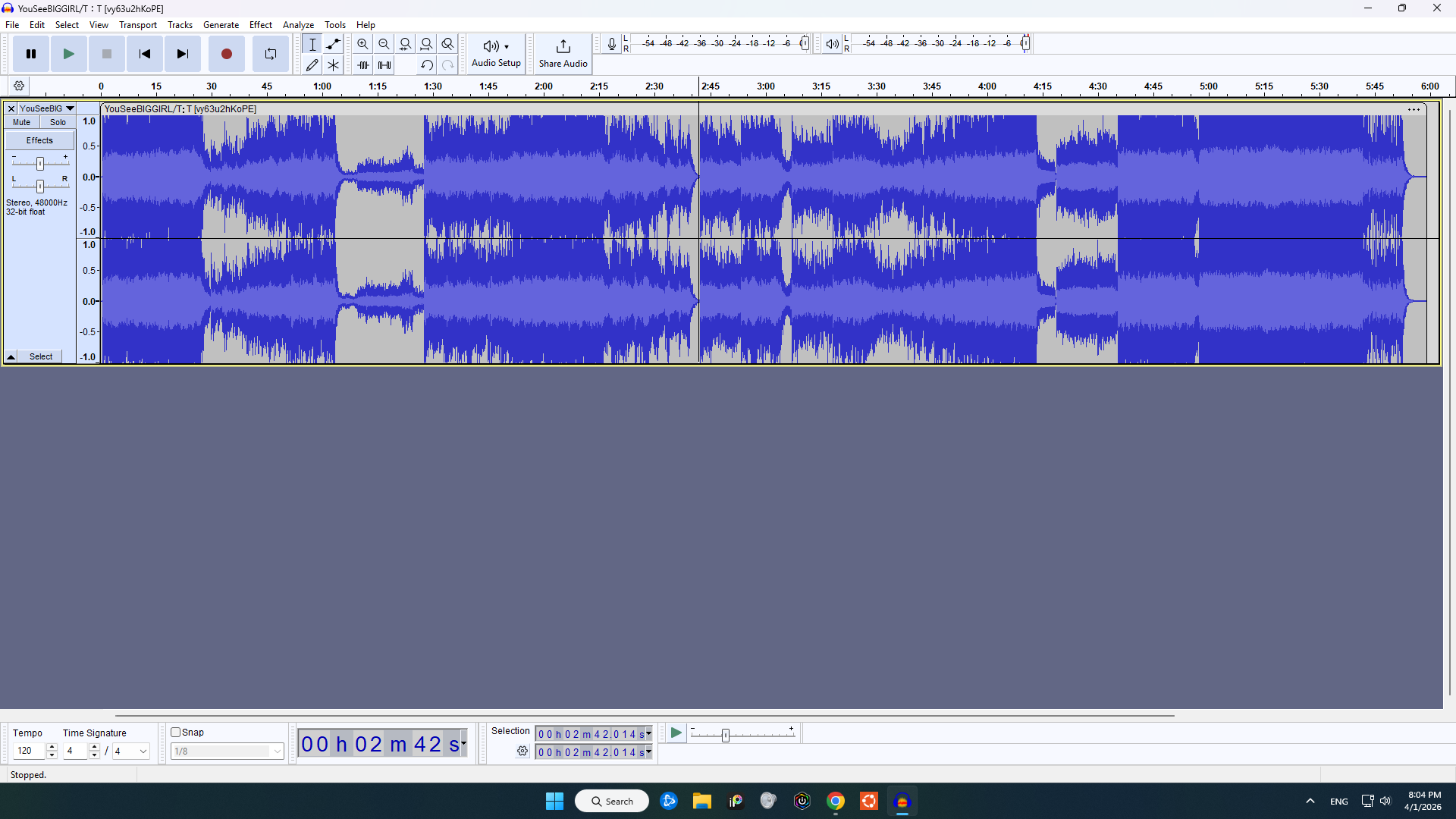 The waveform of the song once uploaded